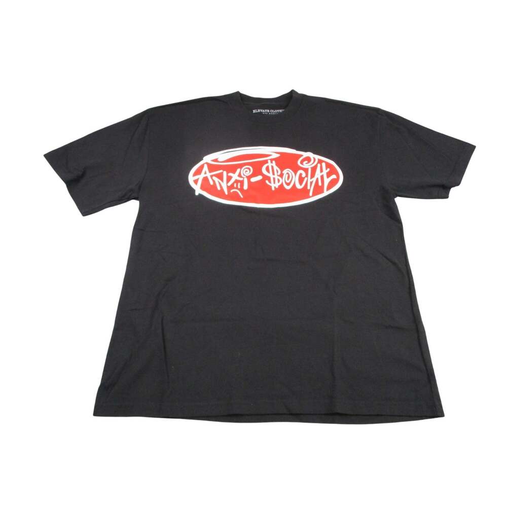 Elevate Clothing Shirt Mens Large Black Anxi-$ocial Skull Graphic Streetwear